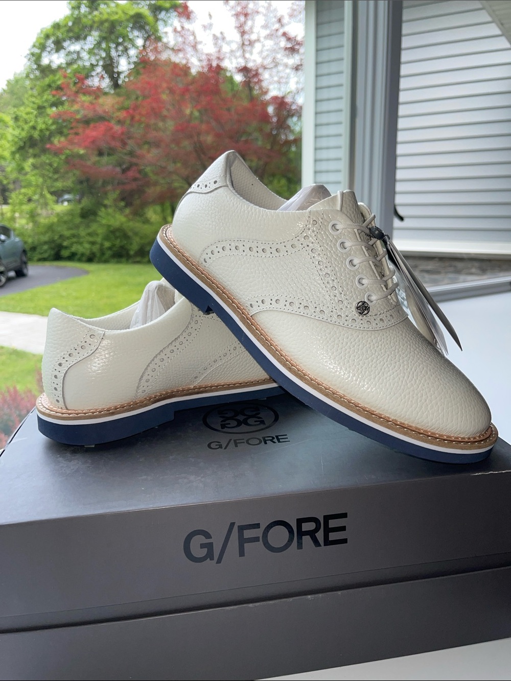G/FORE Tonal Saddle Gallivanter Men Golf Shoes Snow Leather NWT 7.5 EU 40.5